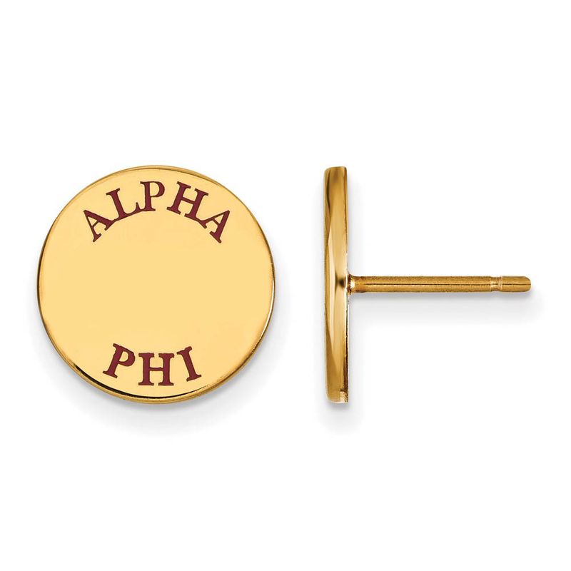 14k Plated Silver Alpha Phi Red Enamel Post Earrings